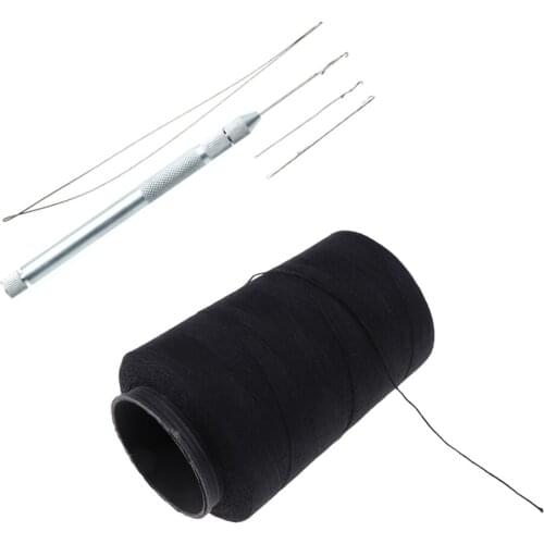 Crochet Hook /Black Hair Weaving Thread Spool Set For Hair Extensions