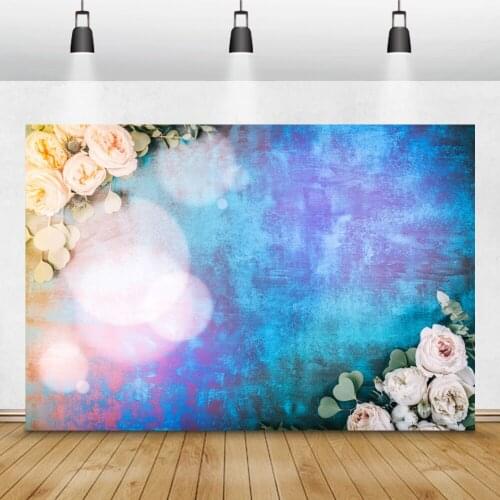 Laeacco Solid Color Gradient Wall Flowers Bokeh Vinyl Photography Backgrounds Birthday Photophone Newborn Backdrops Photocall