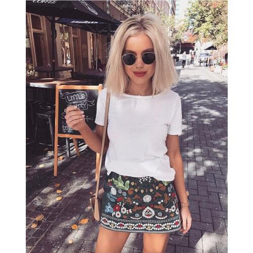 Summer Skirts HOT Summer Women Elastic High Waist Mini Skirts Casual Green Print Mini A-lined Skirts