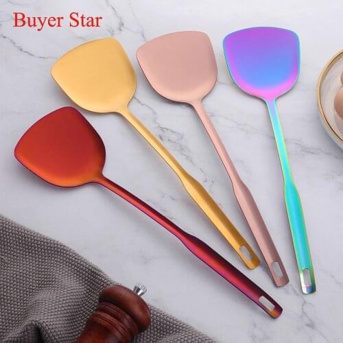 1PC Stainless Steel Rainbow Turner Steak Meat Shovel with Long Handle Kitchen Cooking Tools Utensils Kitchenware Wall Hanging