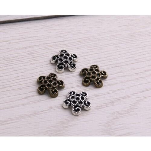 SWEET BELL 120pcs 4*12*12mm Two Color Bead Caps Charm Hollow Small Flower Pendants Jewelry Accessories DIY Receptacle Charms