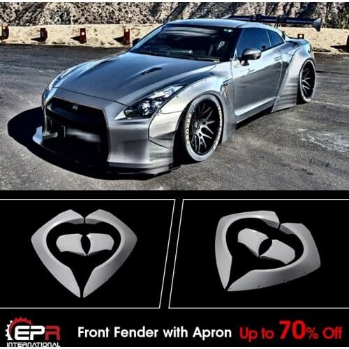 For Nissan R35 LB Style FRP Unpainted Front Fender Mudguards with Apron Exterior Accessories Body kits