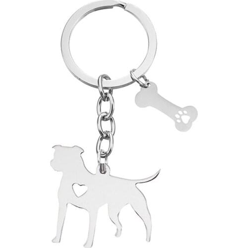 New Rough Collie Keychains Trendy Stainless Steel Shetland Sheepdog Key Chains Silver Color Dog Bones Keyrings Jewelery