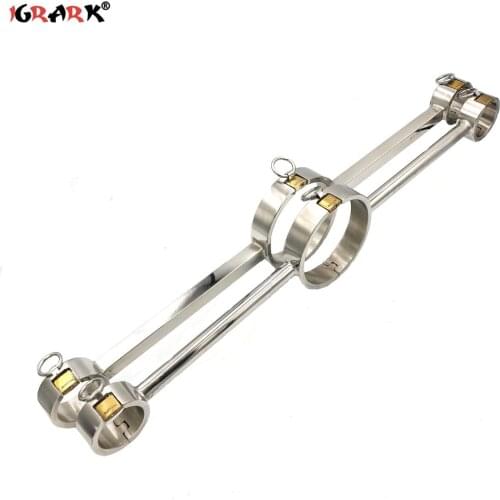 Stainless Steel Spreader Bar Bdsm Collar With Handcuffs For Sex Bondage Restraints Adult Game Bdsm Kit Adult Sex Toys For Couple