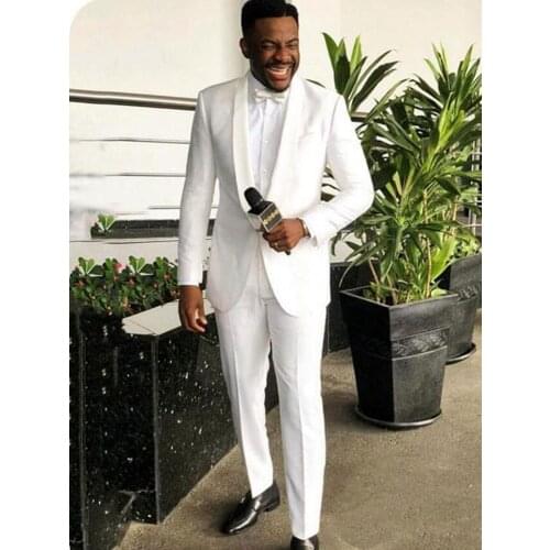 Customize Ivory Groom Tuxedos Handsome Shawl Lapel Men‘s Cocktail Dress Business Suits (Jacket+Pants+Bow Tie) W:783