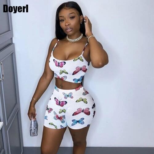 Casual Co Ord Set Women Tracksuit 2 Piece Set Summer Clothes for Women Sport Biker Shorts Set Crop Tops Print Two Piece Outfits