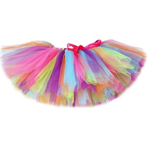 Rainbow Girls Tutu Skirt Princess Fluffy Ballet Dance Tulle Girl Skirts Children Tutu Baby Girls Ball Gown Skirt Kids Pettiskirt