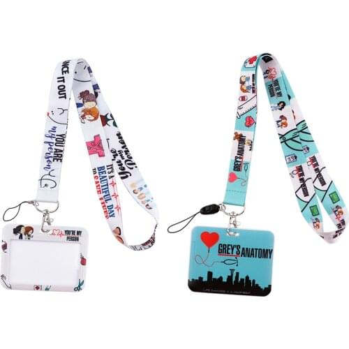 JF0005 Greys Anatomy Medical Lanyard Keychain Cell Phone Lanyard Women Strap Neck Lanyards for ID Card Keys Doctors Nurse Gifts