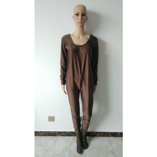 Brand Women dark brown lycra Spandex Bodysuit Costume for girl Gymnastic Unitard Outfit clothing with crotch zipper