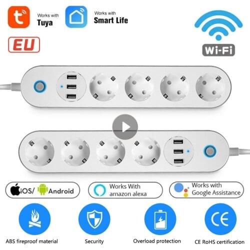 Tuya Wifi Smart Power Strip EU Outlets Plug USB Charging Socket App Remote Timing Voice Control Works With Alexa Google Home