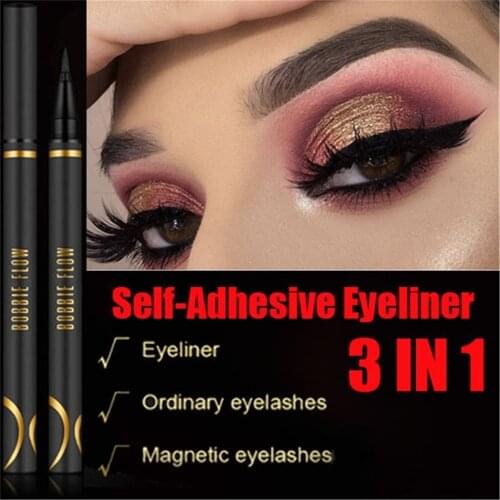 Waterproof Liquid Eyeliner New Self-Adhesive Eyeliner Non-Blooming Quick-Dry Eyeliner Black Long-lasting Eye Liner Pen Pencil