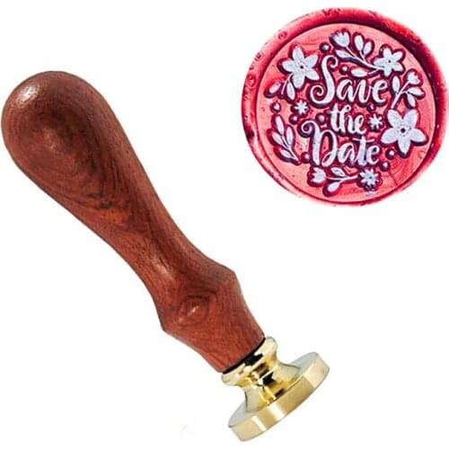 Save the Date Flowers Wreath Wax Sealing Stamp Arts Crafts Wax Seal Stamp Metal Stamp Wedding Invitation Letter