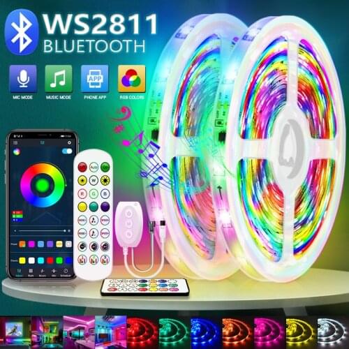 Bluetooth Dream Full Color RGB LED Strip DC 12V Led Light WS2811 Flexible Smart Rainbow Lighting Ribbon Tape Controller Adapter
