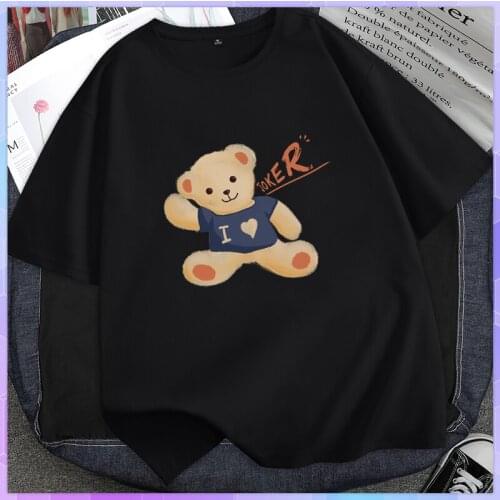 Funny Anime T-shirt Women Tee Shirt Short-sleeved Ladies Cartoon Cotton Top 2021 Basic Tee Shirts Student Womens Clothing