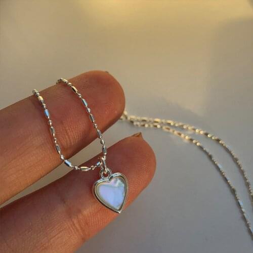 925 Sterling Silver Shell Heart Pendent Necklaces For Women Clavicle Chain Accessories Party Wedding Jewelry dz266