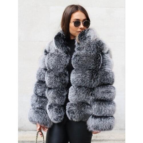 Leather womens jacket 100% natural real fur fox coat quality fox full leather jacket stand collar womens clothing
