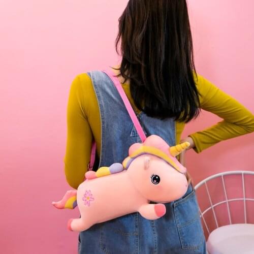 40CM Stuffed Unicorn Plush Backpack Cartoon Unicorn Plush Toys Animal Horse Doll Kawaii Bag Birthday Gift for Girls Children
