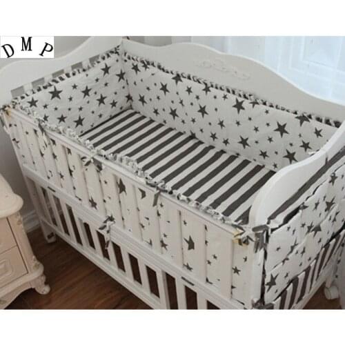 Promotion! 5PCS Cartoon Baby cot Bedding Set bed linen jogo de cama 100% Cotton Curtain Crib Bumper for Baby (4bumpers+sheet)