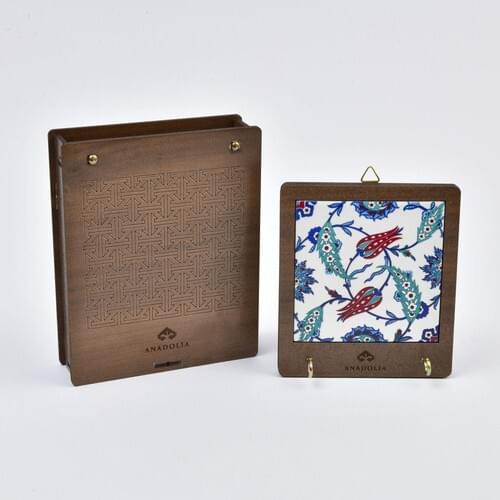 Anadolia Tile Motif Tulip and Hyacinth Pattern Decorative Ceramic Key Strap