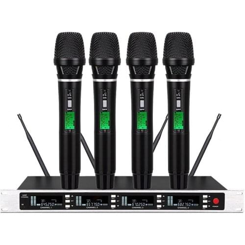 Bolymic Stadium Wireless Microphone System with 4 Handheld True Diversity Vocal Microphones