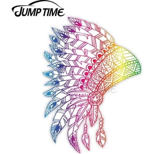 Jump Time for Indian Headdress Vinyl Stickers Tribal Sticker Laptop Waterproof Car Styling Accessories