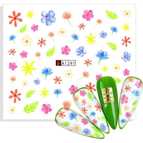 Colorful Designs Watermark Decals Stickers Flowers Leaf Water Decal For Nail Sticker Stickers All For Manicure Nail Art Stickers