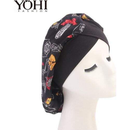 New luxury fashion silk print headscarf caps Chemotherapy caps Hair care caps Nightcaps Muslim hats Night Cap