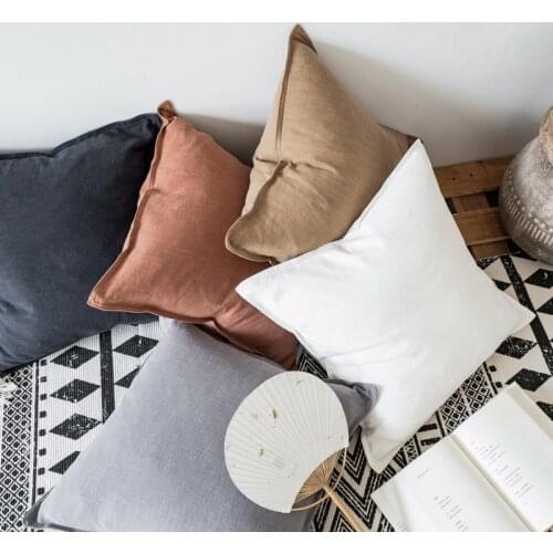 Plain Pillow Case Nordic Cafe Seats Back Body Pillows Cover Cotton Linen Pillowcase Home Bed Decorative Funda Almohada 45*45cm