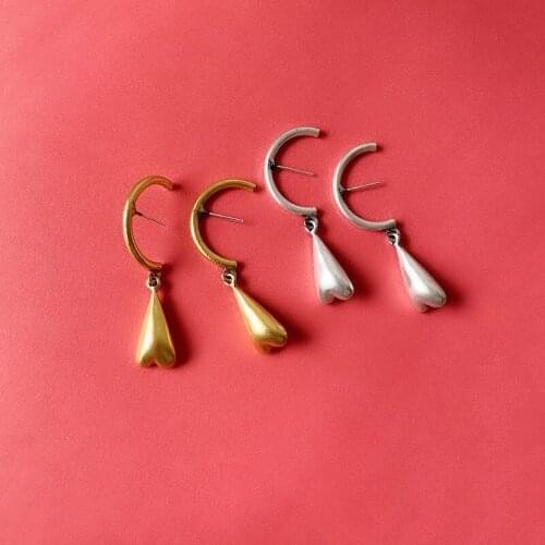 Origin Summer Minimalist Gold Silver Color Love Heart C Shape Hoop Earing for Women Exaggeration Metal Earing Jewelry Hot