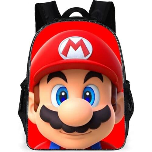 16 Inch Mario Backpack Children Cartoon Backpacks Boys Girls SchoolBag For Kindergarten Daily Backpack Kids BookBag