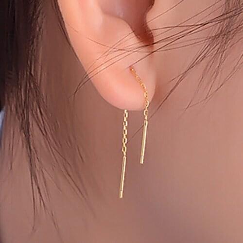 1 pair New Charming rose gold silver hanging Chain Earrings Tassel ear line Jewelry Ladies Fashion earring