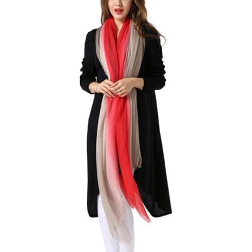 Top grade ring-cashmere womans fashion gradient color luxury large size scarfs shawl pashmina 100x240cm