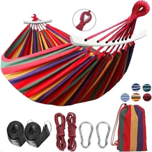 High quality Brazilian Double Hammock 2 Person Canvas Cotton Hammock with Carrying Bag for Patio Porch Garden Backyard Lounging