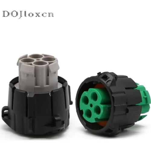 1 Set 4-Hole ITT Type Automobile Female Connector DIN Wiring Plug Grey Green APD Cable Installation Socket 121583-0002