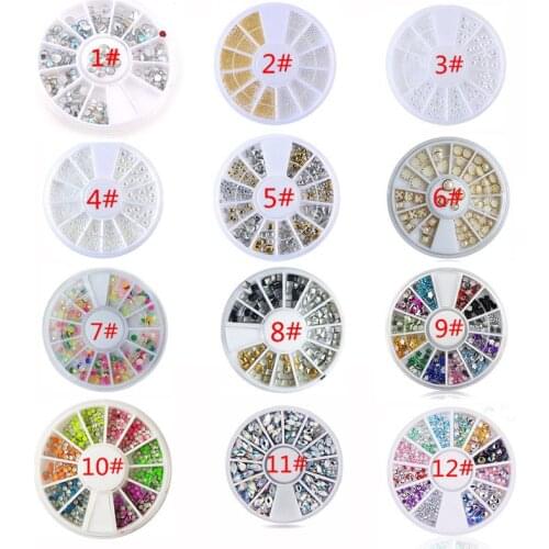 1 Pc 12 Grids 23 Designs 3D Shiny Flatback/Pointback Rhinestone Rivet Sequin For DIY Beauty Nail Art Wheel Decor Accessories