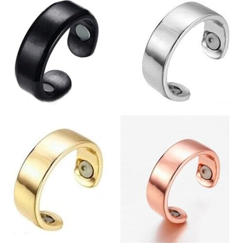 1 Pc Fashion Black Magnetic Therapy Health Ring Acupressure Health Care Open Ring for Party Wedding Jewelry Accessories