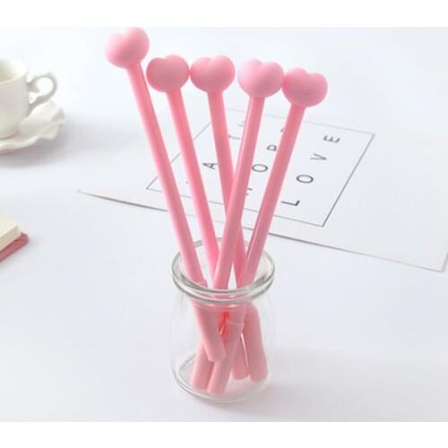 1pcs Pink Love Gel Pen 0.38mm Cute Pens Novelty Stationery Kawaii Pens Student Cute Black Writing Pen Kawaii School Supplies