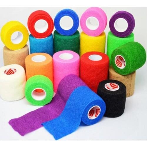 24Pcs/Lot 2.5cmx4.5m / 5cm x 4.5m / 7.5cmx4.5m Self Adhesive elastic Cohesive Nonwoven Bandage wrap tape sports protection
