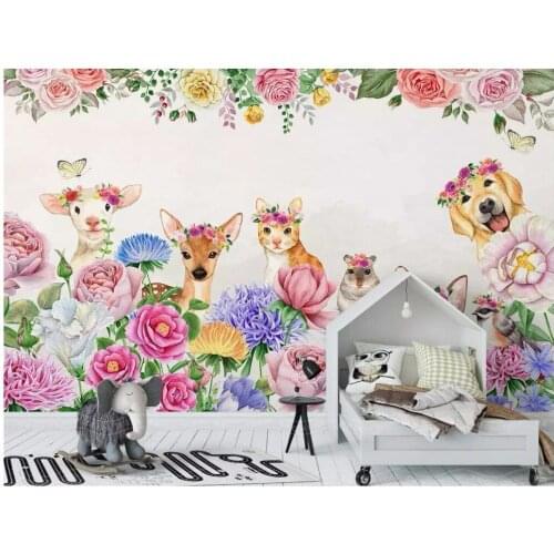 WDBH custom photo 3d wallpaper on the wall Hand drawn floral rose animal Background wall 3d wall murals wallpaper for wall 3 d