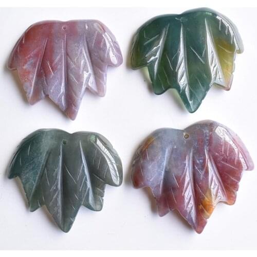 Fashion good quality Carved Natural India onyx tiger eye stone maple leaf pendant charms for jewelry making 4pcs Free shipping