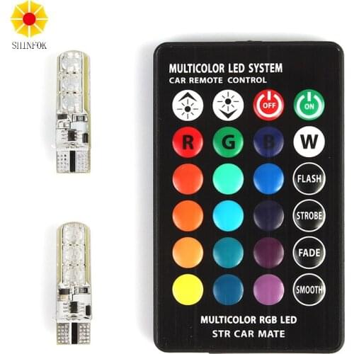 5050 SMD RGB T10 194 168 W5W Car Reading Wedge Interior Light Lamp 6 LED Bulb Flash Strobe with Wireless Remote Controller