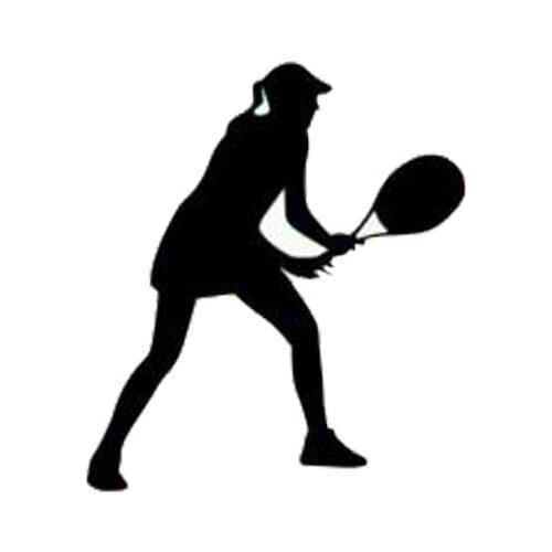 9.2*10.4CM Personality Womens Tennis Silhouettes Stickers Car Stickers Fun Reflective Vinyl Decals Black/Silver C7-0767