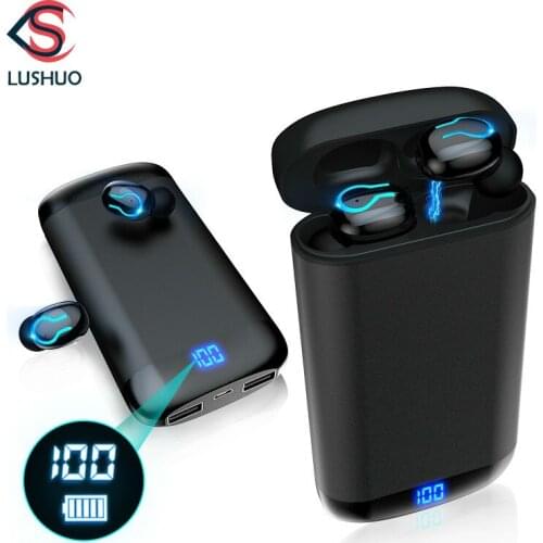 Wireless Bluetooth Earphone Stereo Headphone Sports Waterproof Headset With Dual Mic and 6000mAh Battery Charge Case