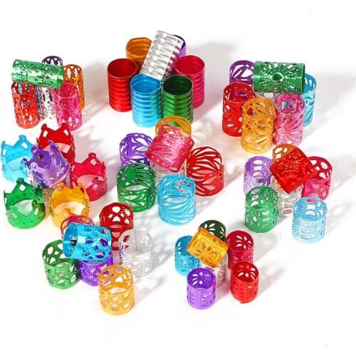 50pcs Mix Aluminum Tube Beads For Adjustable Hair Braid Cuff Clip Clothes Veil Decoration Garment Beads Sewing Craft Accessories