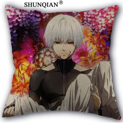 Anime characters Pillowcase Custom Cotton Linen Square Decorative Pillow Cases Cover Zippered 45x45cm one side