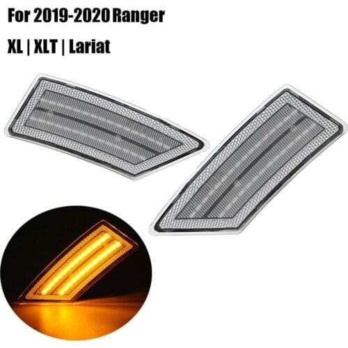 Chrome Housing LED Front Side Marker Parking Lights Strip for Ford Ranger 2019-2020