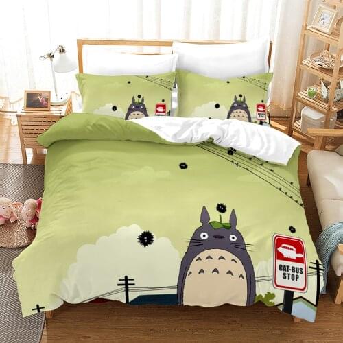 3D Japan Anime Neighbor Totoro Bedding Set Duvet Cover Luxury for Kids 150 Bed Set Quilt Cover Twin King Size Bedroom Set Queen