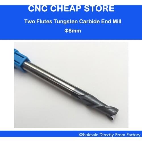 2PCS HRC55 two 2 flutes for aluminum Steel End Mill / milling cutter 8*8*20mm OVL 75MM CNC Milling Cutter NANO Coated