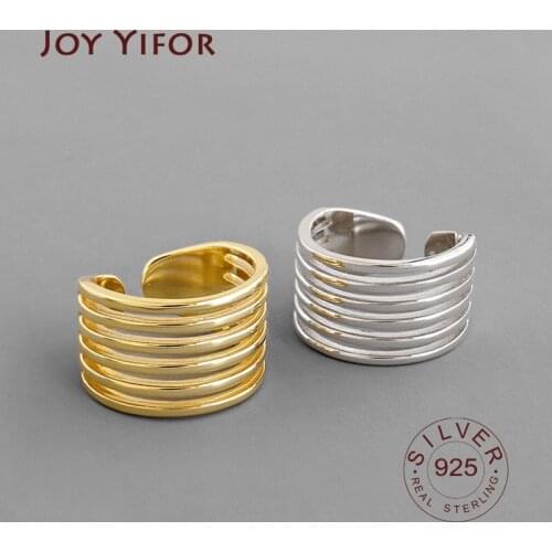 Korean version 4 lines 100% S925 sterling silver open ring retro Normcore multi-layer line Weaving and winding female ring women