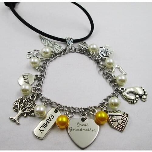 Great grandmother family theme home love leather stainless steel chain rearview mirror christmas tree decoration Bag ornaments